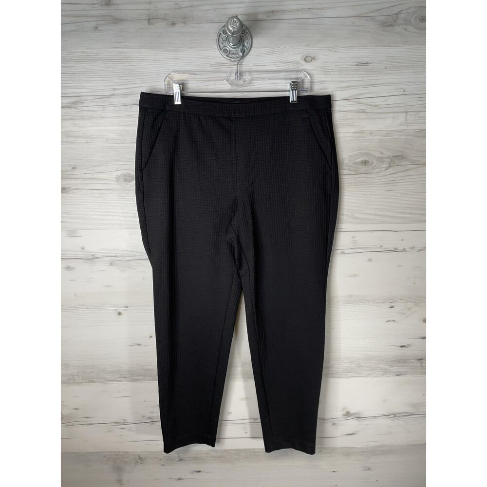 Liverpool Pants Womens 14‎ Black Textured Ankle Pull On Stretch Dress Work